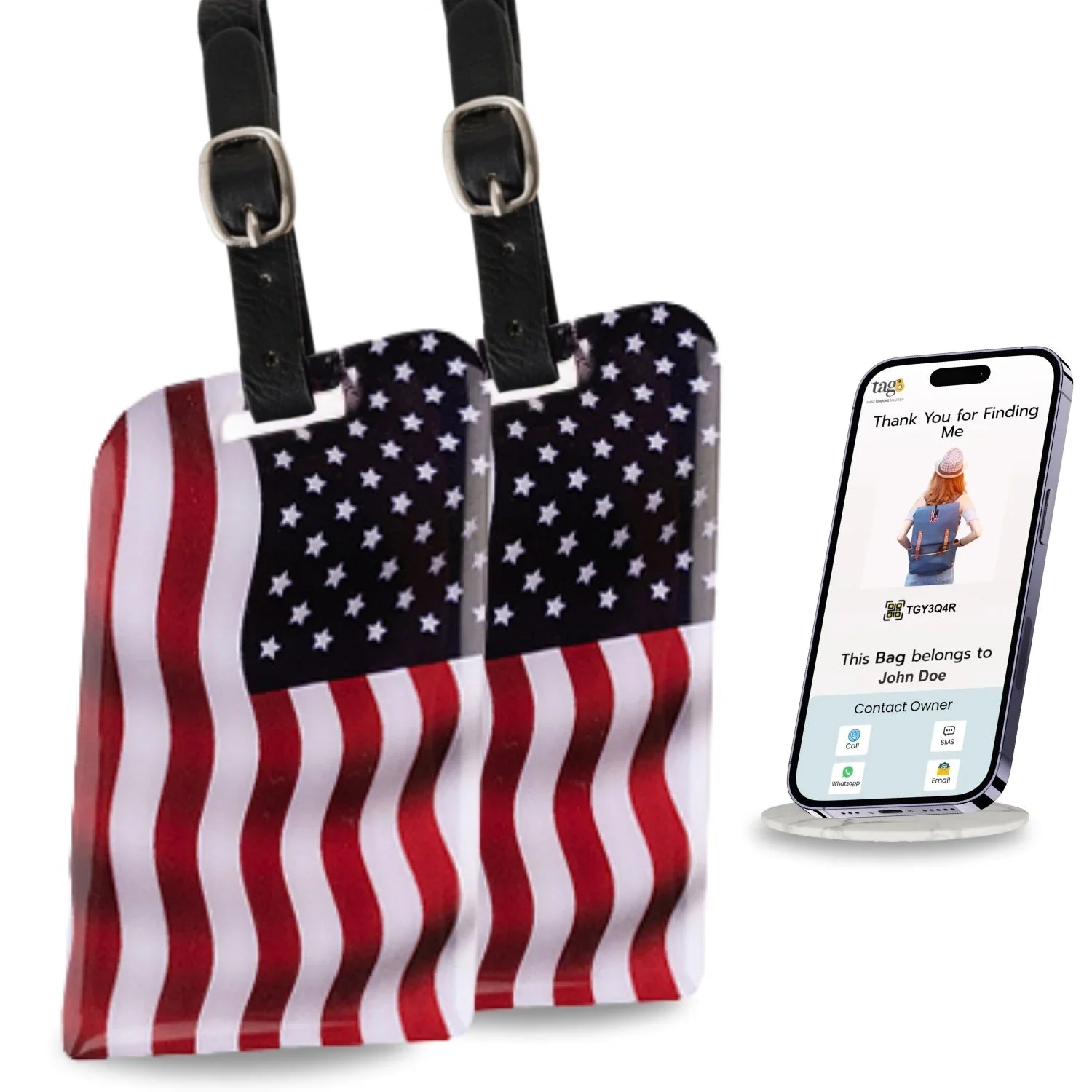 Smart Bag Security Tag - USA Flag [Pack 2]