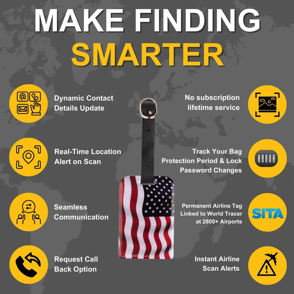 Smart Bag Security Tag - USA Flag [Pack 2]
